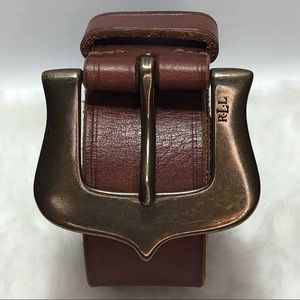 Lauren Ralph Lauren Ladies Leather Belt sz Med 32”-36” Brass Buckle RLL
